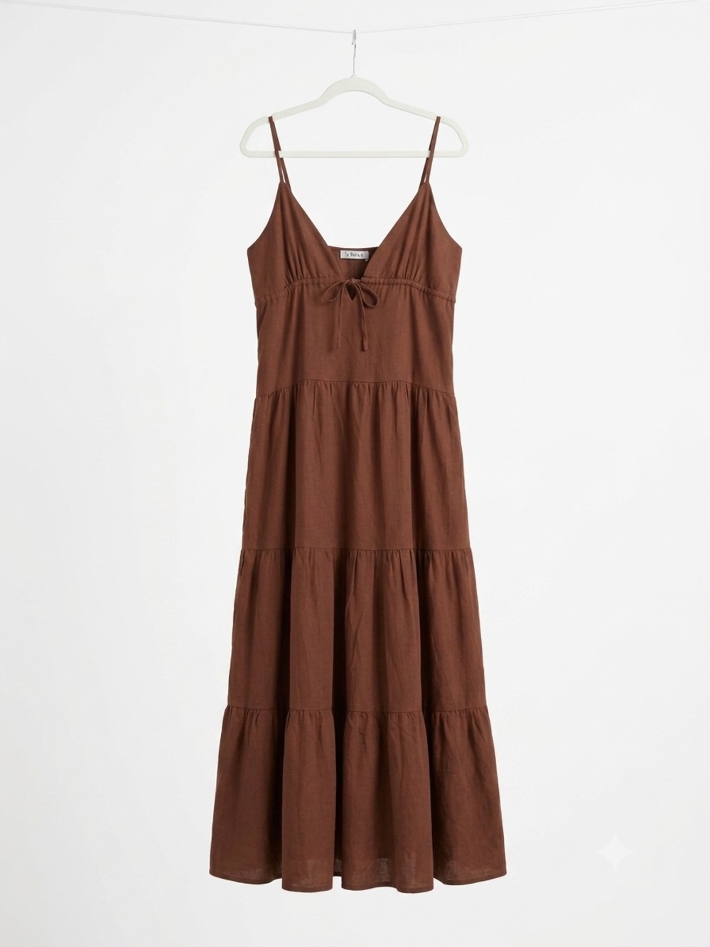 Linen Blend Boho Lagenlook Chocolate Brown Maxi Dress Cottagecore Capsule Piece